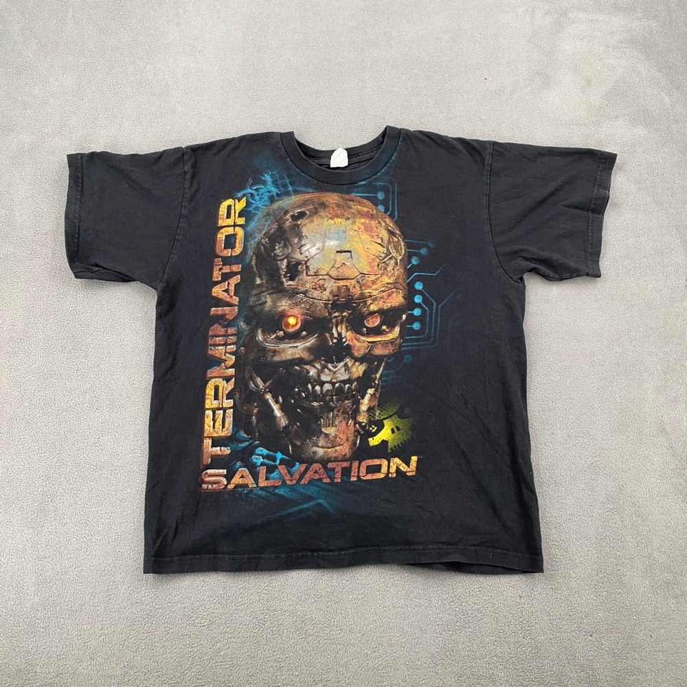 Terminator Salvation Movie Promo T-Shirt Black T-800 Endoskeleton Skull Mens L